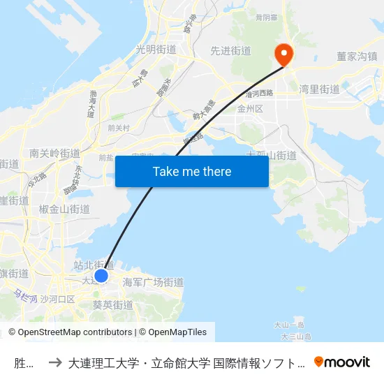 胜利桥 to 大連理工大学・立命館大学 国際情報ソフトウェア学部 map