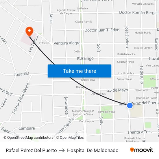 Rafael Pérez Del Puerto to Hospital De Maldonado map