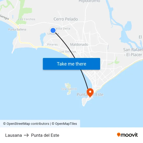 Lausana to Punta del Este map