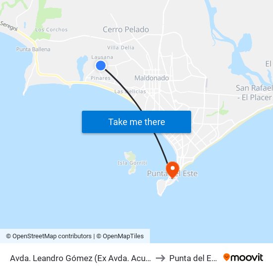 Avda. Leandro Gómez (Ex Avda. Acuario) to Punta del Este map