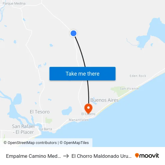 Empalme Camino Medellín to El Chorro Maldonado Uruguay map