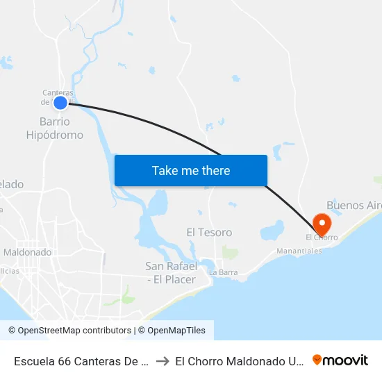 Escuela 66 Canteras De Marelli to El Chorro Maldonado Uruguay map