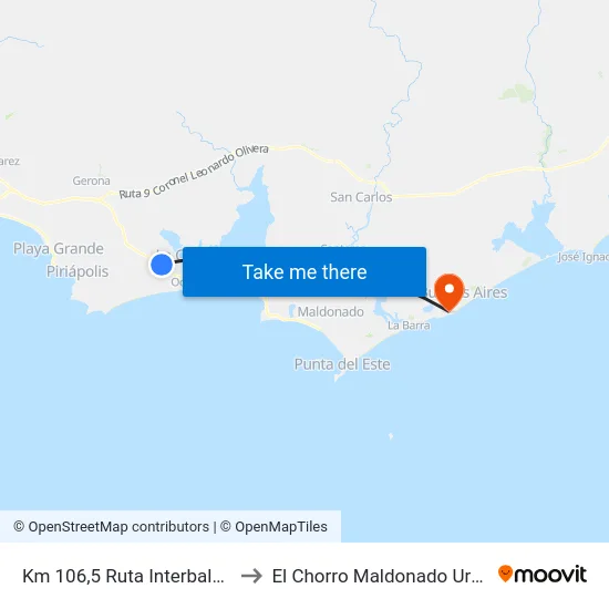 Km 106,5 Ruta Interbalnearia to El Chorro Maldonado Uruguay map