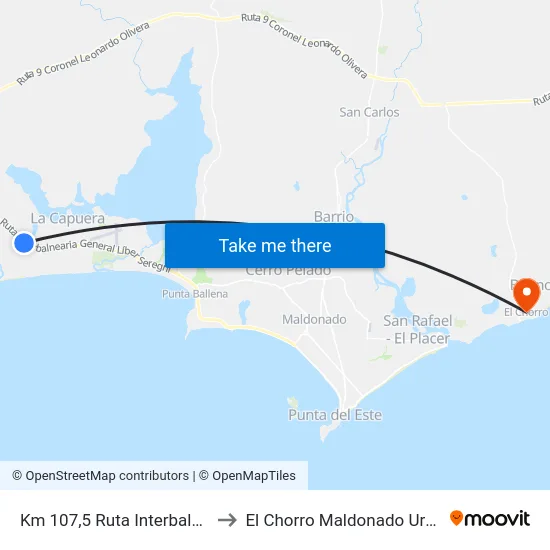 Km 107,5 Ruta Interbalnearia to El Chorro Maldonado Uruguay map