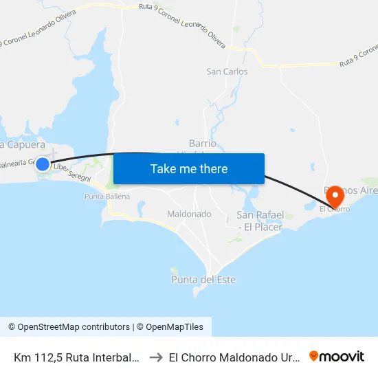 Km 112,5 Ruta Interbalnearia to El Chorro Maldonado Uruguay map
