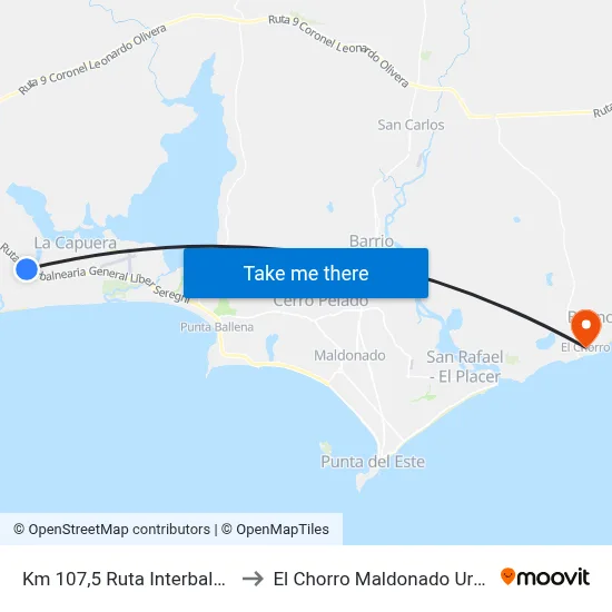 Km 107,5 Ruta Interbalnearia to El Chorro Maldonado Uruguay map