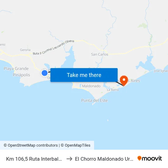 Km 106,5 Ruta Interbalnearia to El Chorro Maldonado Uruguay map