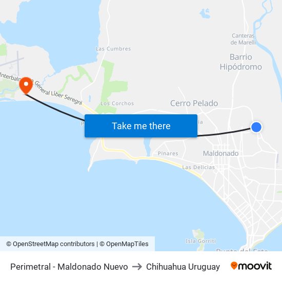 Perimetral - Maldonado Nuevo to Chihuahua Uruguay map