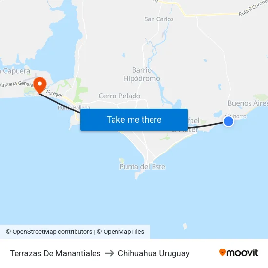 Terrazas De Manantiales to Chihuahua Uruguay map