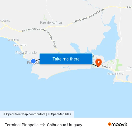 Terminal Piriápolis to Chihuahua Uruguay map