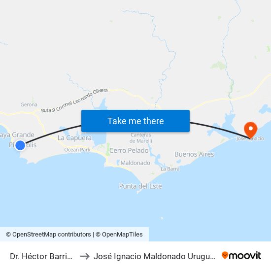 Dr. Héctor Barrios to José Ignacio Maldonado Uruguay map