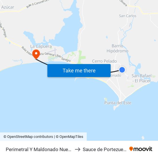 Perimetral Y Maldonado Nuevo to Sauce de Portezuelo map