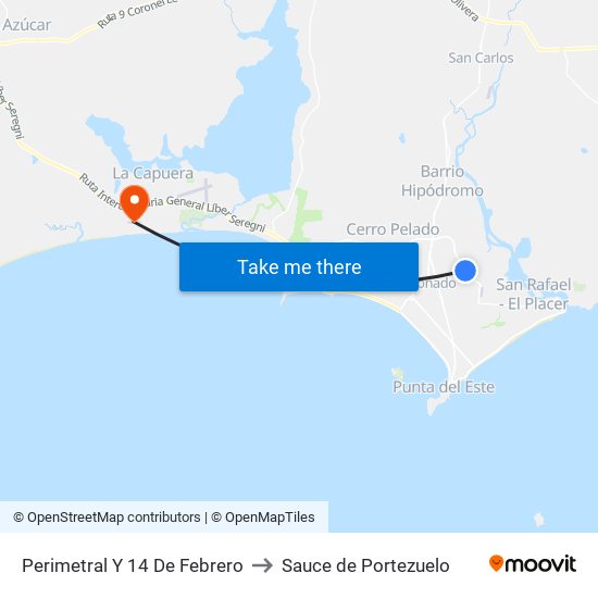 Perimetral Y 14 De Febrero to Sauce de Portezuelo map