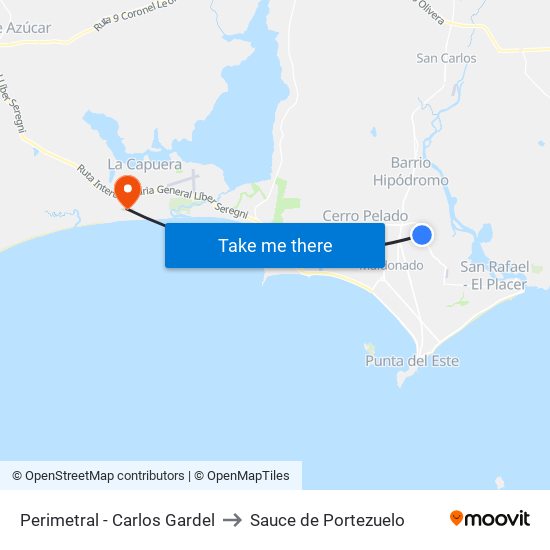 Perimetral - Carlos Gardel to Sauce de Portezuelo map