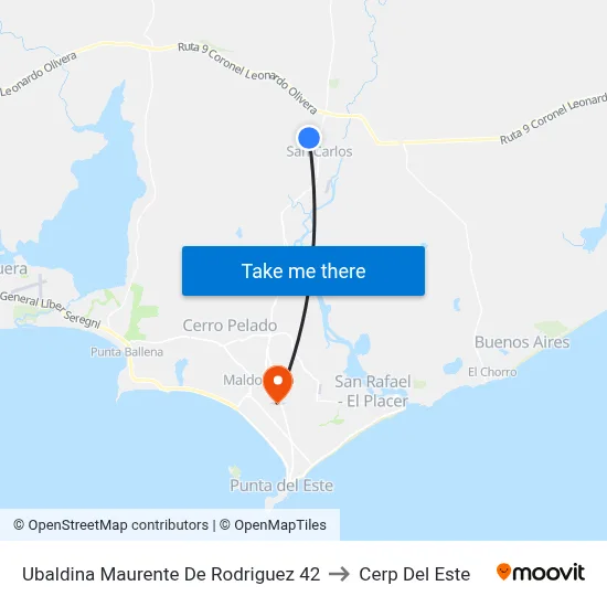 Ubaldina Maurente De Rodriguez 42 to Cerp Del Este map