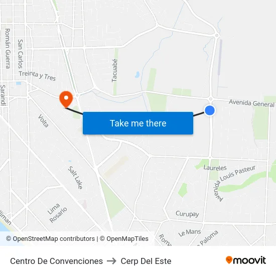 Centro De Convenciones to Cerp Del Este map