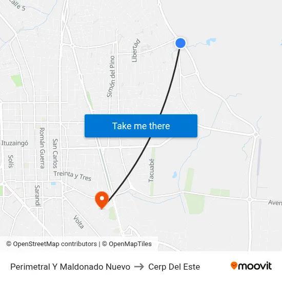 Perimetral Y Maldonado Nuevo to Cerp Del Este map