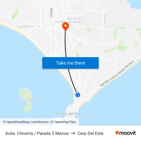 Avda. Chiverta / Parada 3 Mansa to Cerp Del Este map