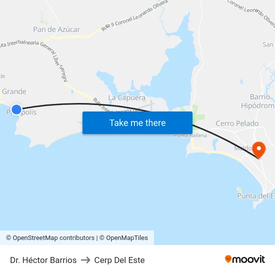 Dr. Héctor Barrios to Cerp Del Este map