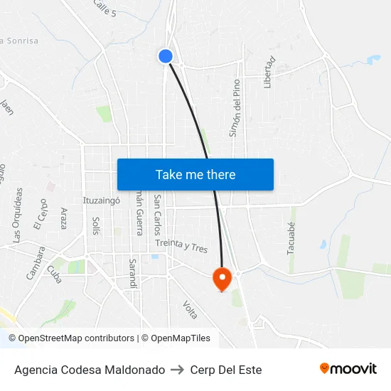 Agencia Codesa Maldonado to Cerp Del Este map