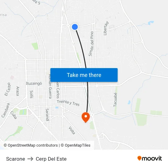 Scarone to Cerp Del Este map