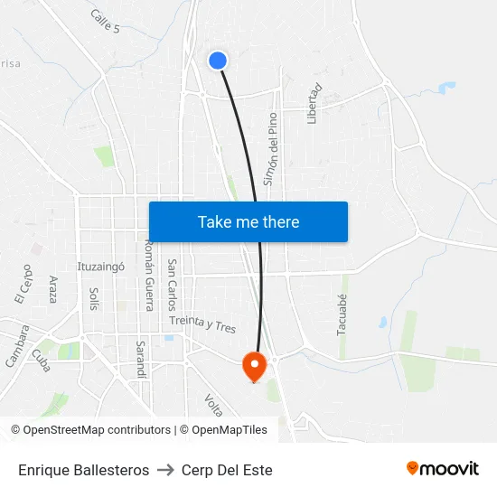 Enrique Ballesteros to Cerp Del Este map