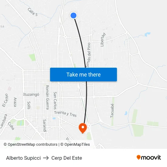 Alberto Supicci to Cerp Del Este map