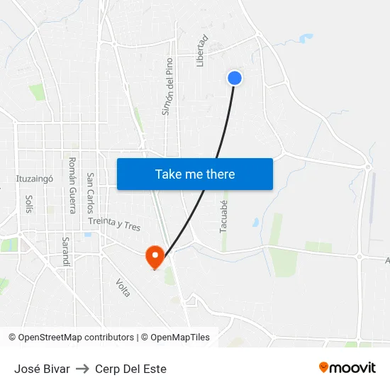 José Bivar to Cerp Del Este map
