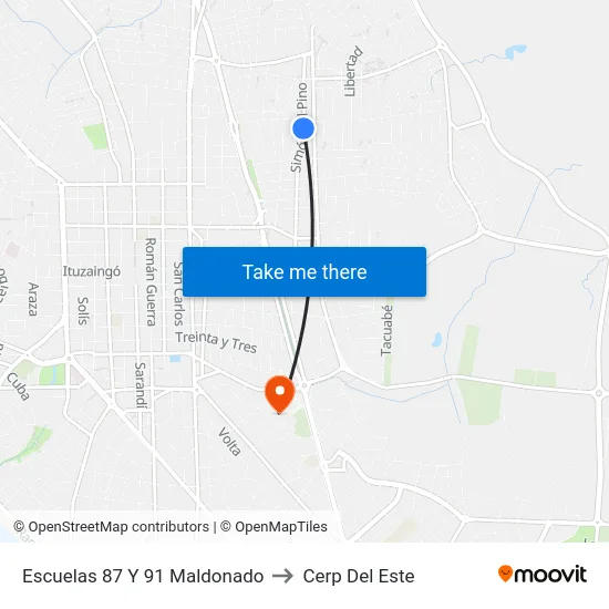 Escuelas 87 Y 91 Maldonado to Cerp Del Este map