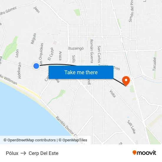 Pólux to Cerp Del Este map