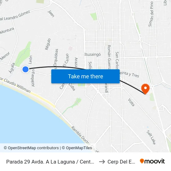 Parada 29 Avda. A La Laguna / Centauro to Cerp Del Este map