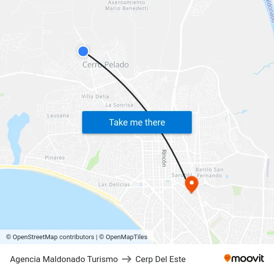 Agencia Maldonado Turismo to Cerp Del Este map
