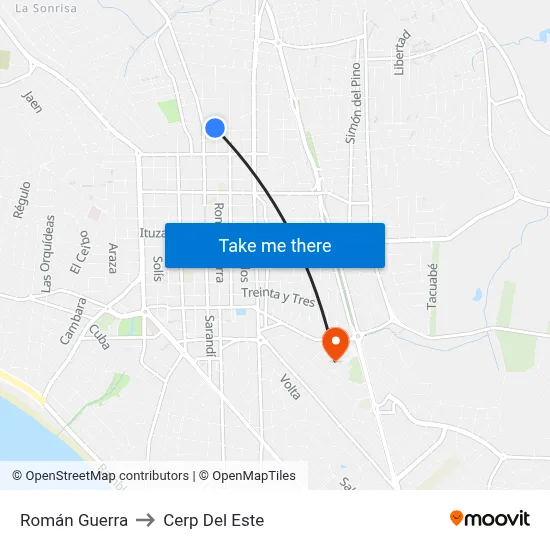 Román Guerra to Cerp Del Este map