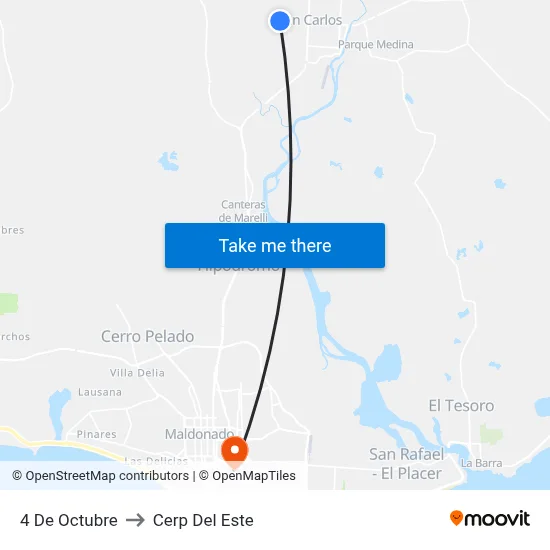4 De Octubre to Cerp Del Este map