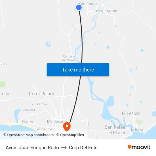 Avda. José Enrique Rodó to Cerp Del Este map