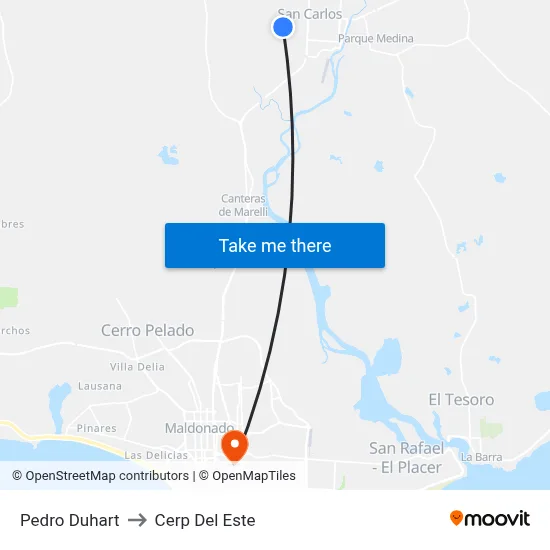 Pedro Duhart to Cerp Del Este map