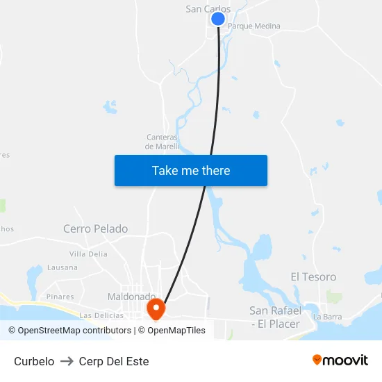 Curbelo to Cerp Del Este map
