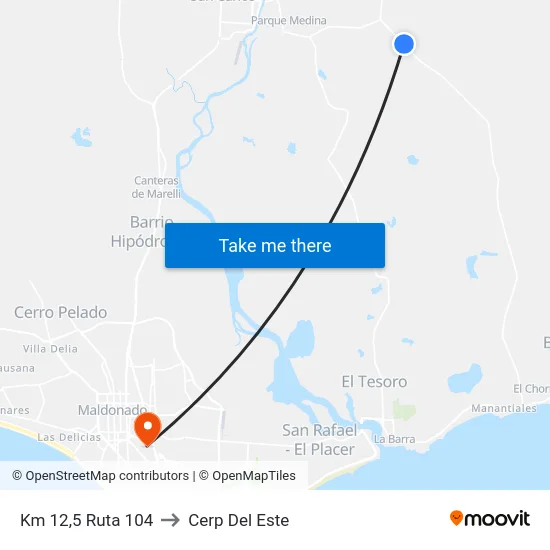 Km 12,5 Ruta 104 to Cerp Del Este map