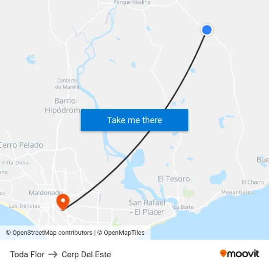 Toda Flor to Cerp Del Este map