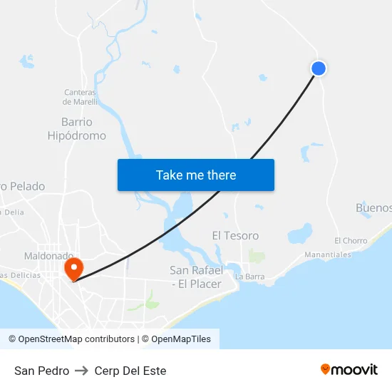 San Pedro to Cerp Del Este map