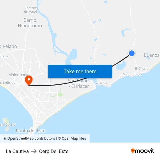 La Cautiva to Cerp Del Este map