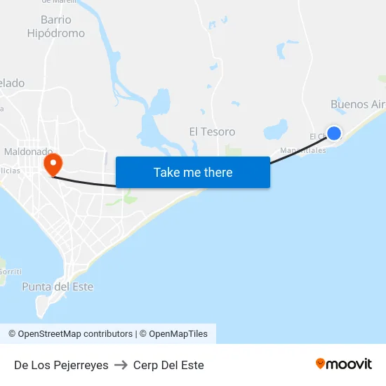 De Los Pejerreyes to Cerp Del Este map