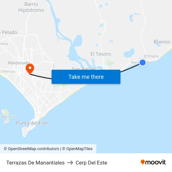 Terrazas De Manantiales to Cerp Del Este map