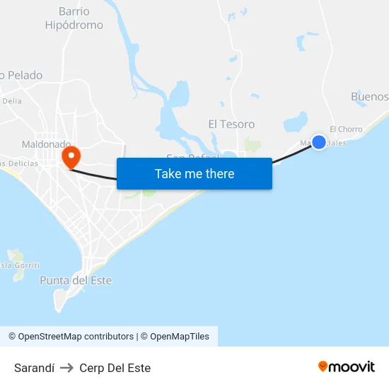 Sarandí to Cerp Del Este map