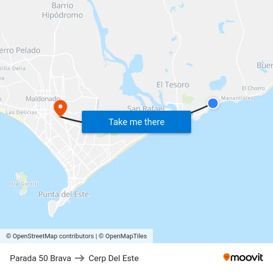 Parada 50 Brava to Cerp Del Este map