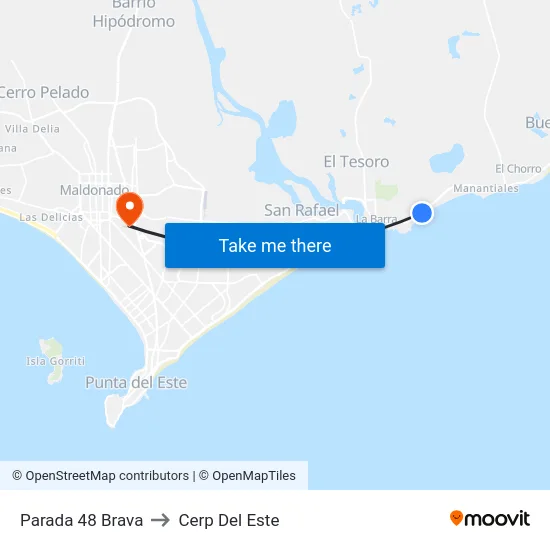 Parada 48 Brava to Cerp Del Este map