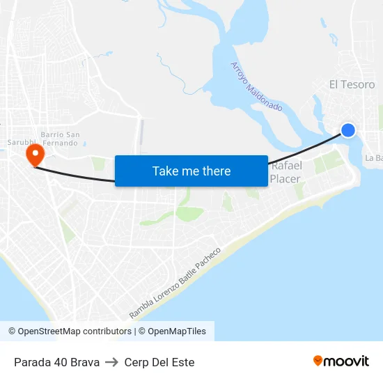 Parada 40 Brava to Cerp Del Este map