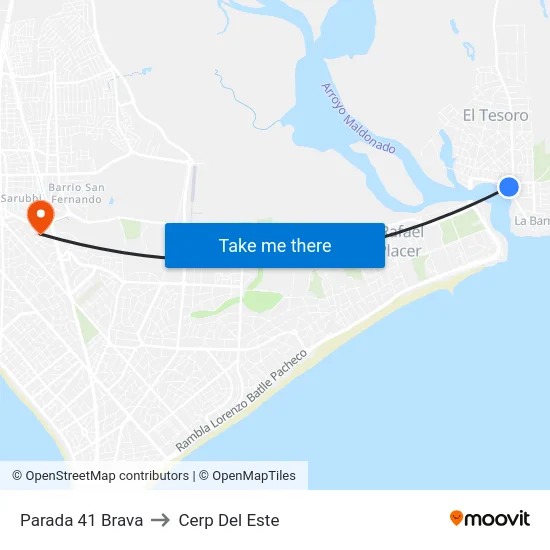 Parada 41 Brava to Cerp Del Este map