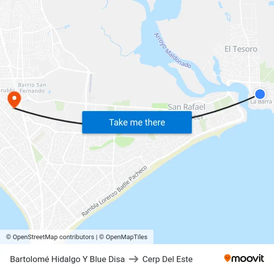 Bartolomé Hidalgo Y Blue Disa to Cerp Del Este map