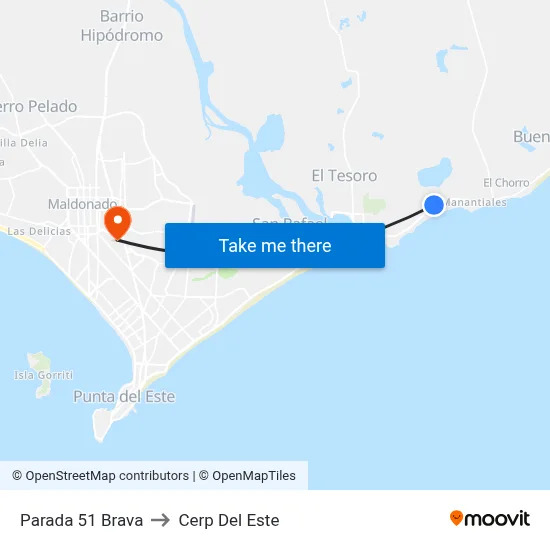 Parada 51 Brava to Cerp Del Este map